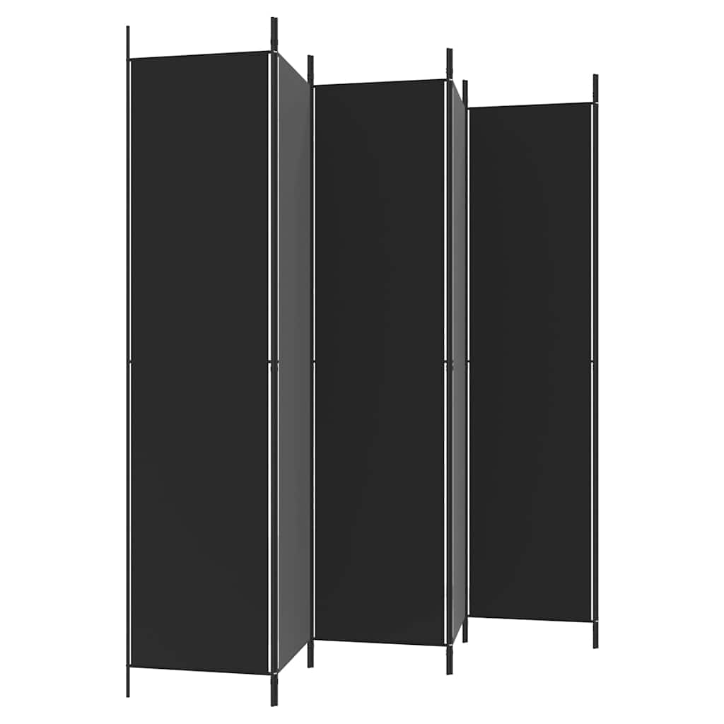 Telpu starpsiena, 6 daļas, melna, 300x220cm, audums