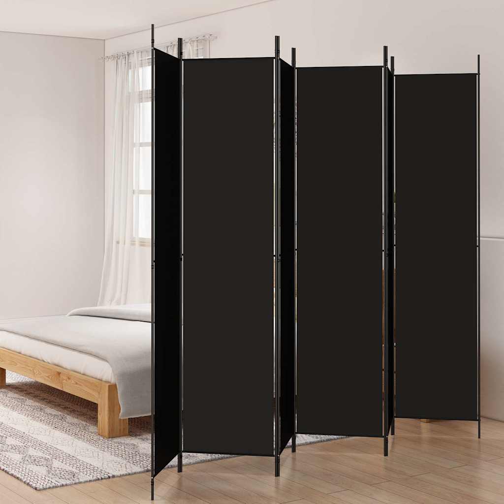 Telpu starpsiena, 6 daļas, melna, 300x220cm, audums