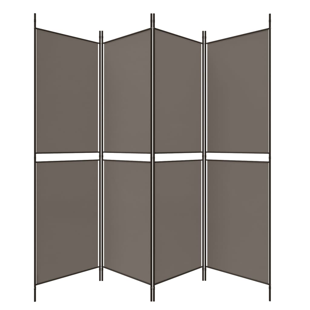 Room divider, 4-panel, anthracite, 200x180cm, fabric