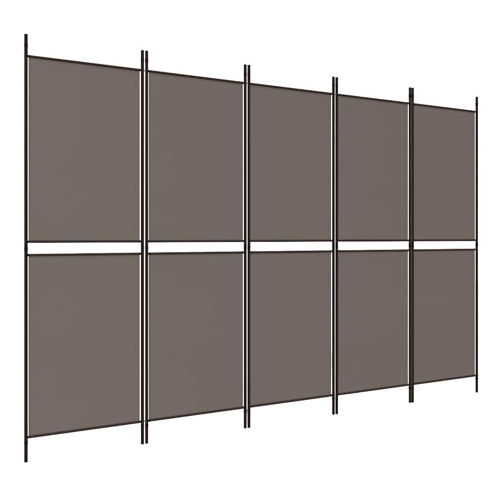 Room Divider, 5-Panel, Anthracite, 250x180cm, Fabric
