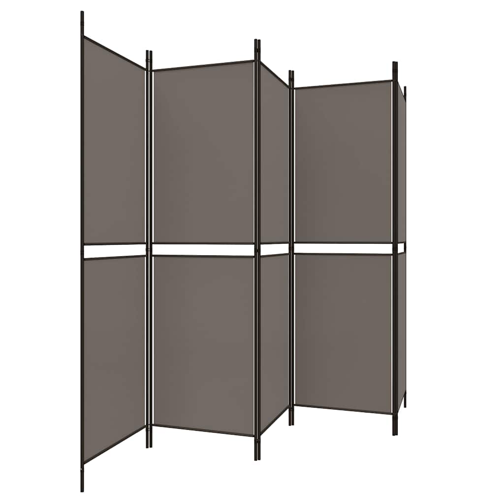 Room Divider, 5-Panel, Anthracite, 250x180cm, Fabric