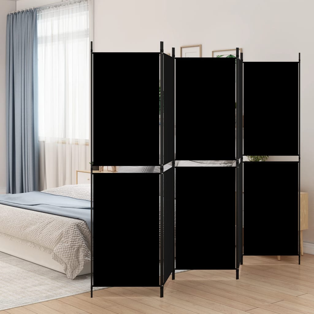 Telpas sadalītājs, 5 daļas, melns, 250x180 cm, audums