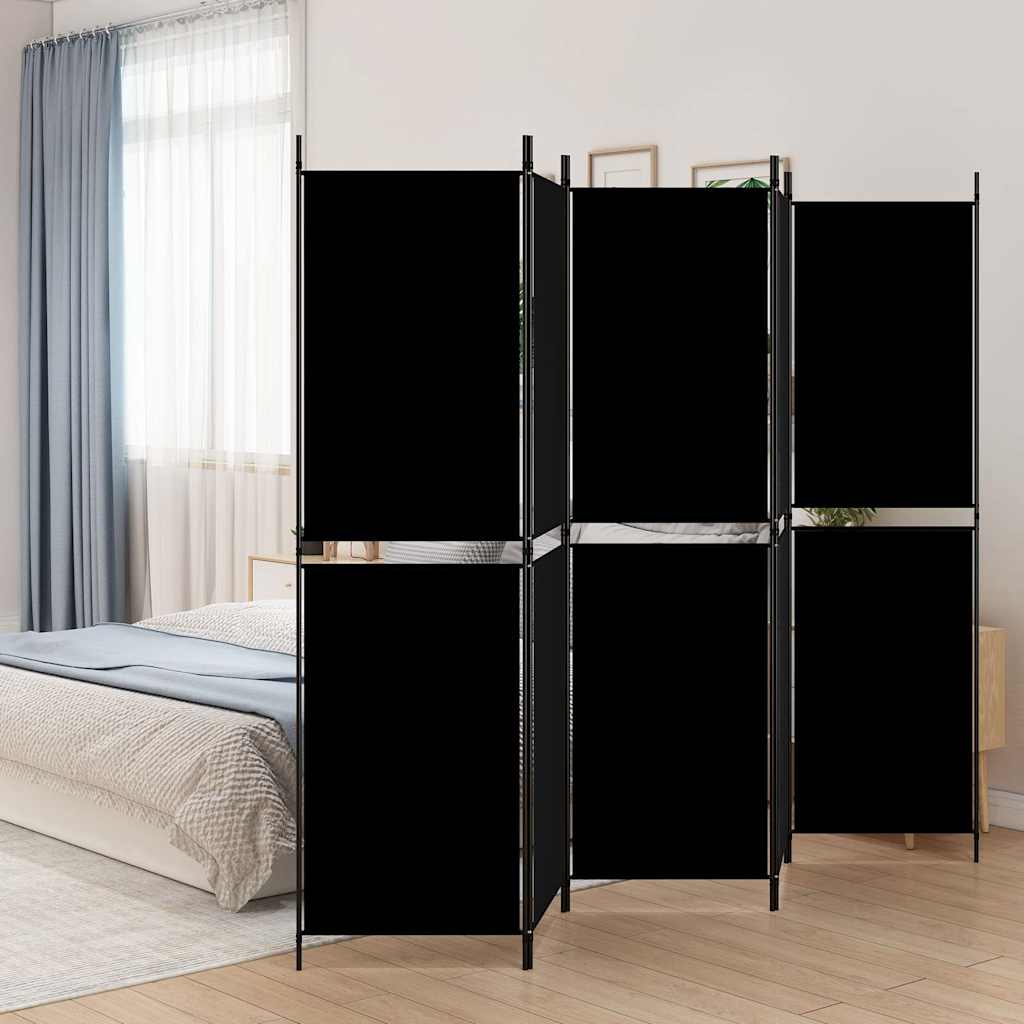 Kambario pertvara, 5 dalių, juodos spalvos, 250x180cm, audinys