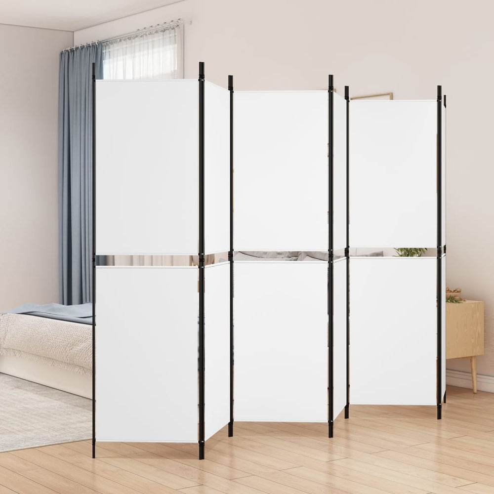 Room Divider, 6-Panel, White, 300x180cm, Fabric