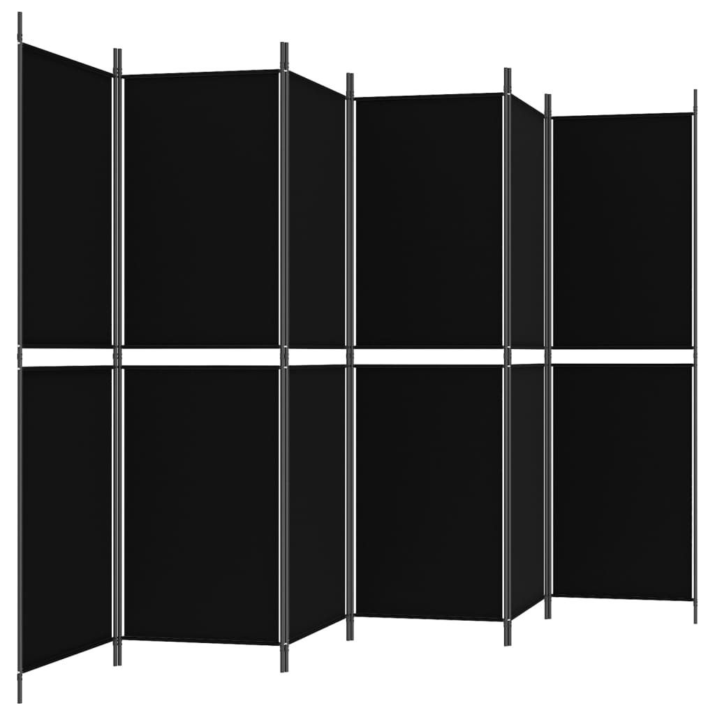 Room divider, 6-panel, black, 300x180cm, fabric