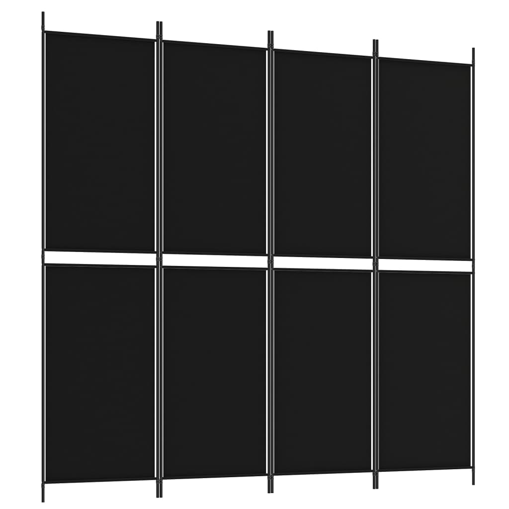 Room divider, 4-panel, black, 200x200cm, fabric