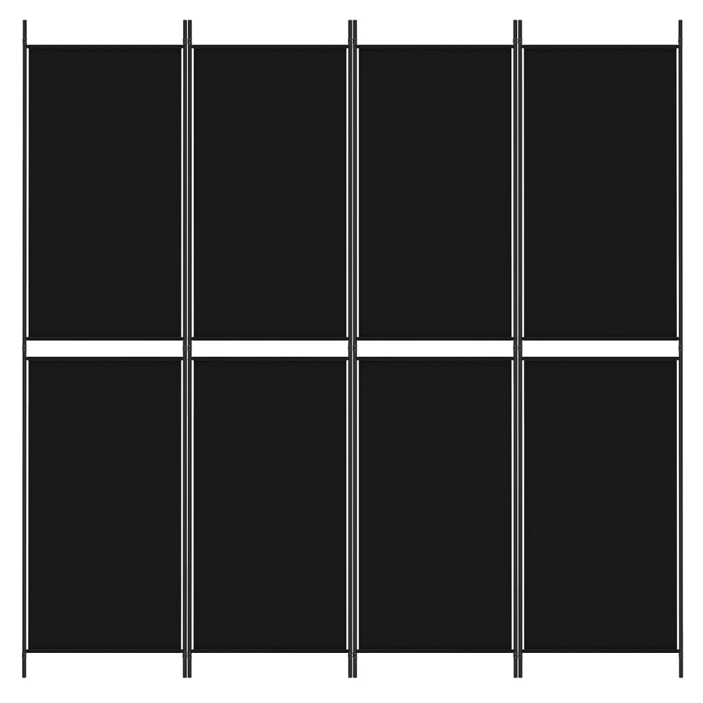 Room divider, 4-panel, black, 200x200cm, fabric