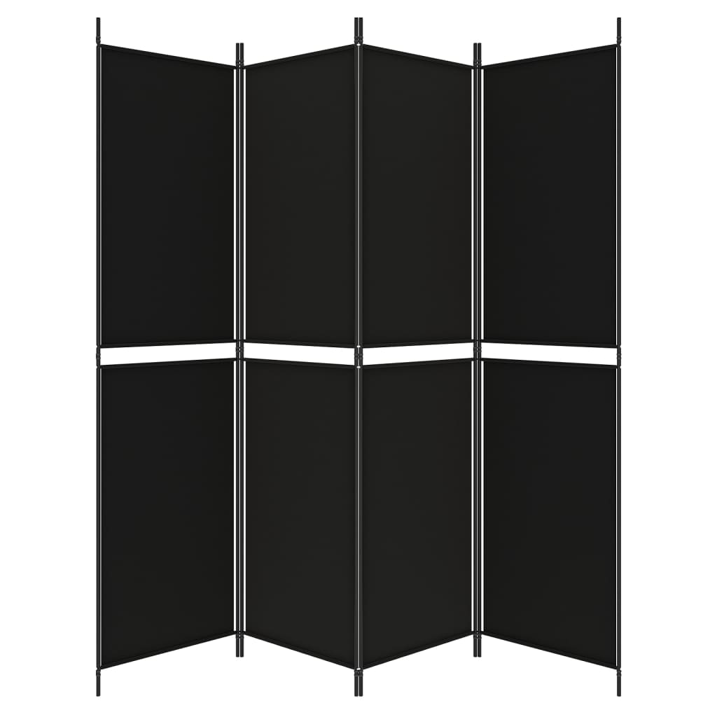 Kambario pertvara, 4 dalių, juodos spalvos, 200x200cm, audinys