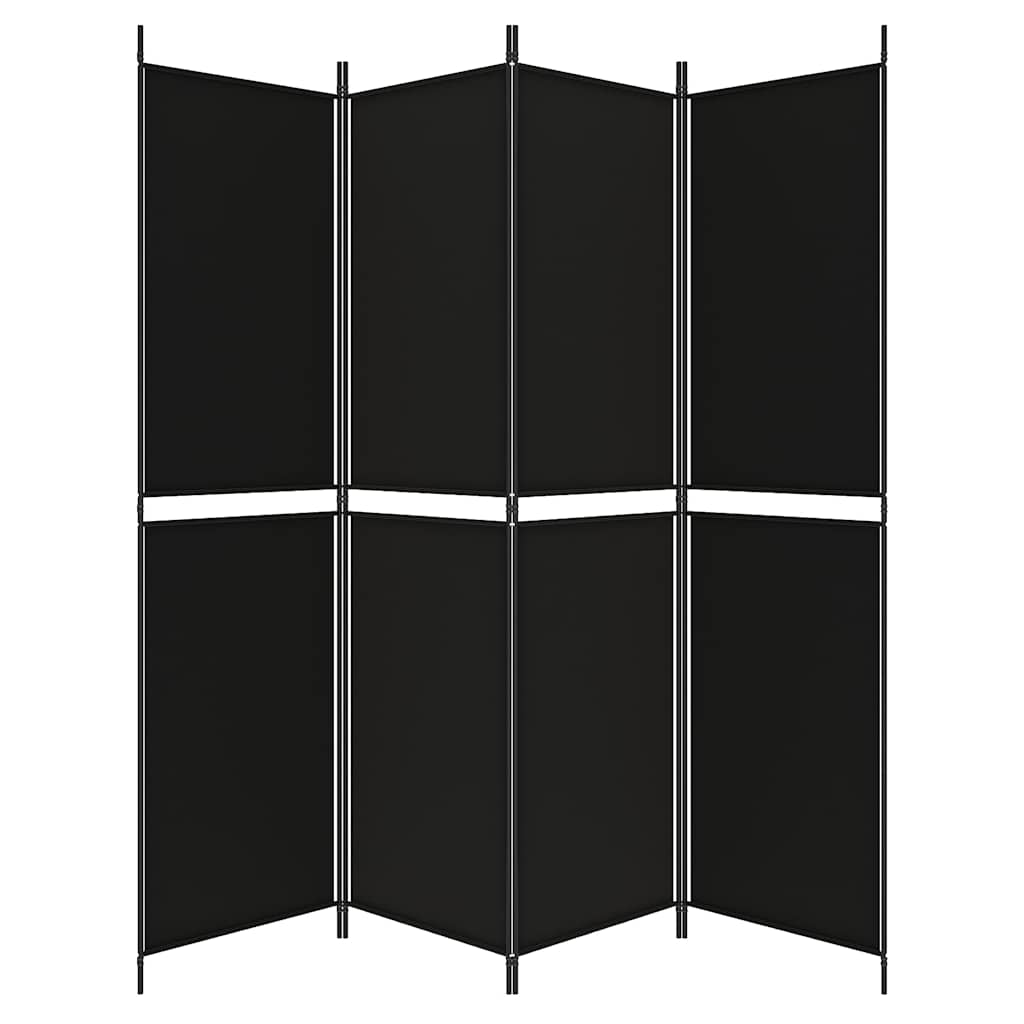 Room divider, 4-panel, black, 200x200cm, fabric