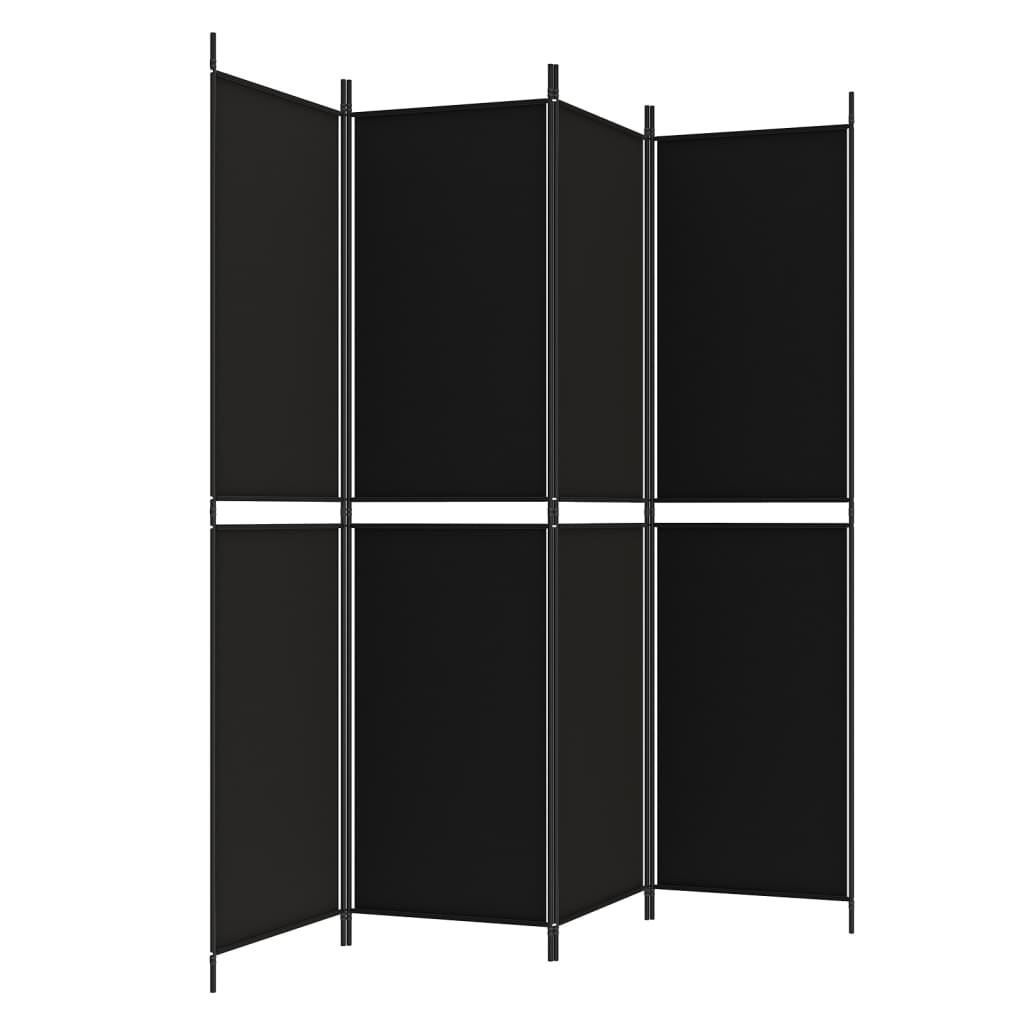 Room divider, 4-panel, black, 200x200cm, fabric