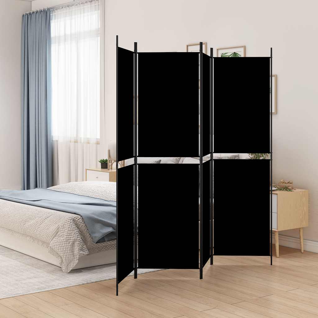 Room divider, 4-panel, black, 200x200cm, fabric