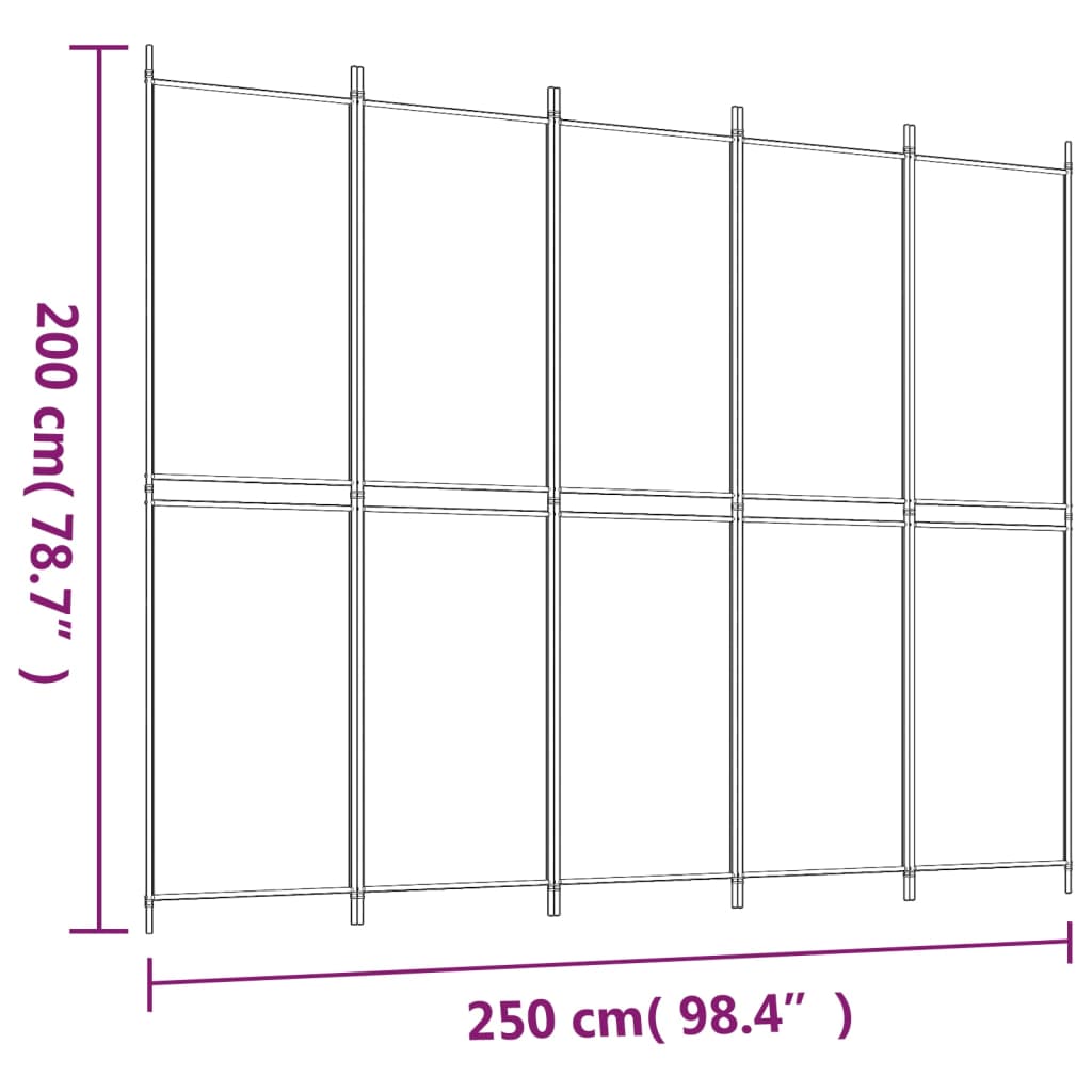 Telpu sadalītājs, 5 daļas, melns, 250x200cm, audums