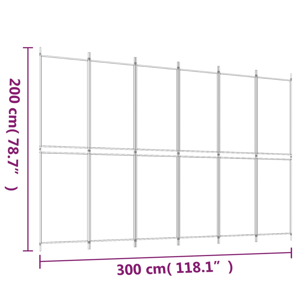 Telpas sadalītājs, 6 daļas, antracītpelēks, 300x200cm, audums