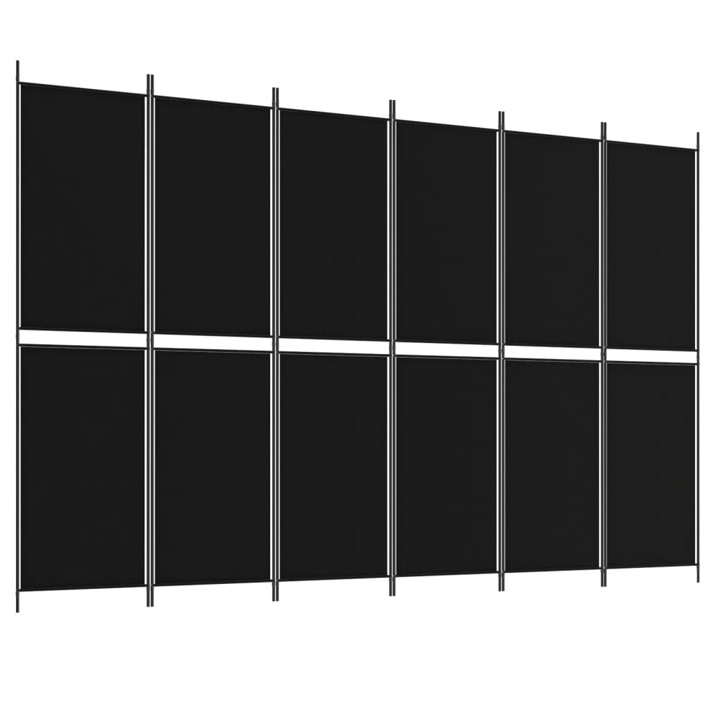 Istabas starpsiena, 6 daļas, melna, 300x200cm, audums
