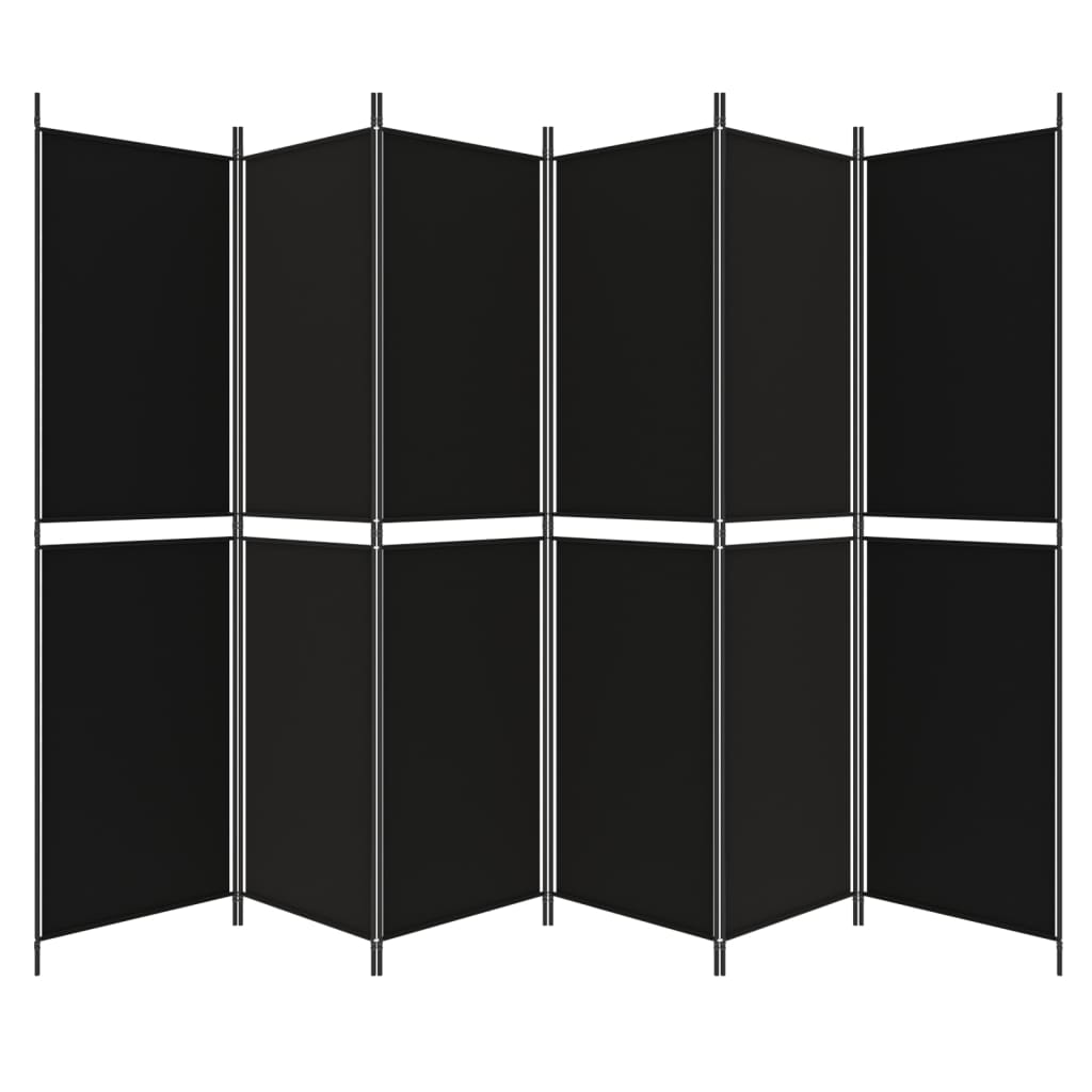 Istabas starpsiena, 6 daļas, melna, 300x200cm, audums