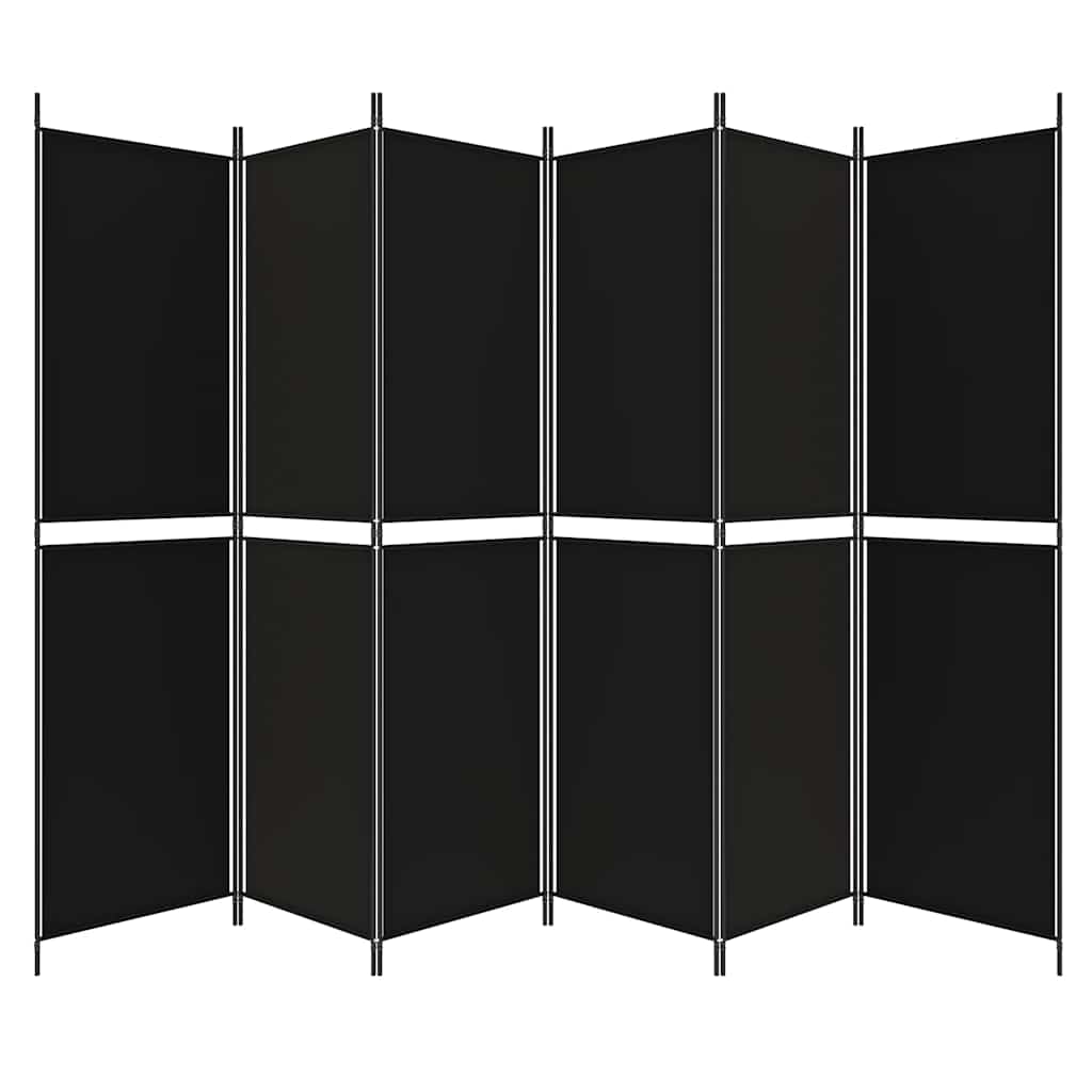 Istabas starpsiena, 6 daļas, melna, 300x200cm, audums