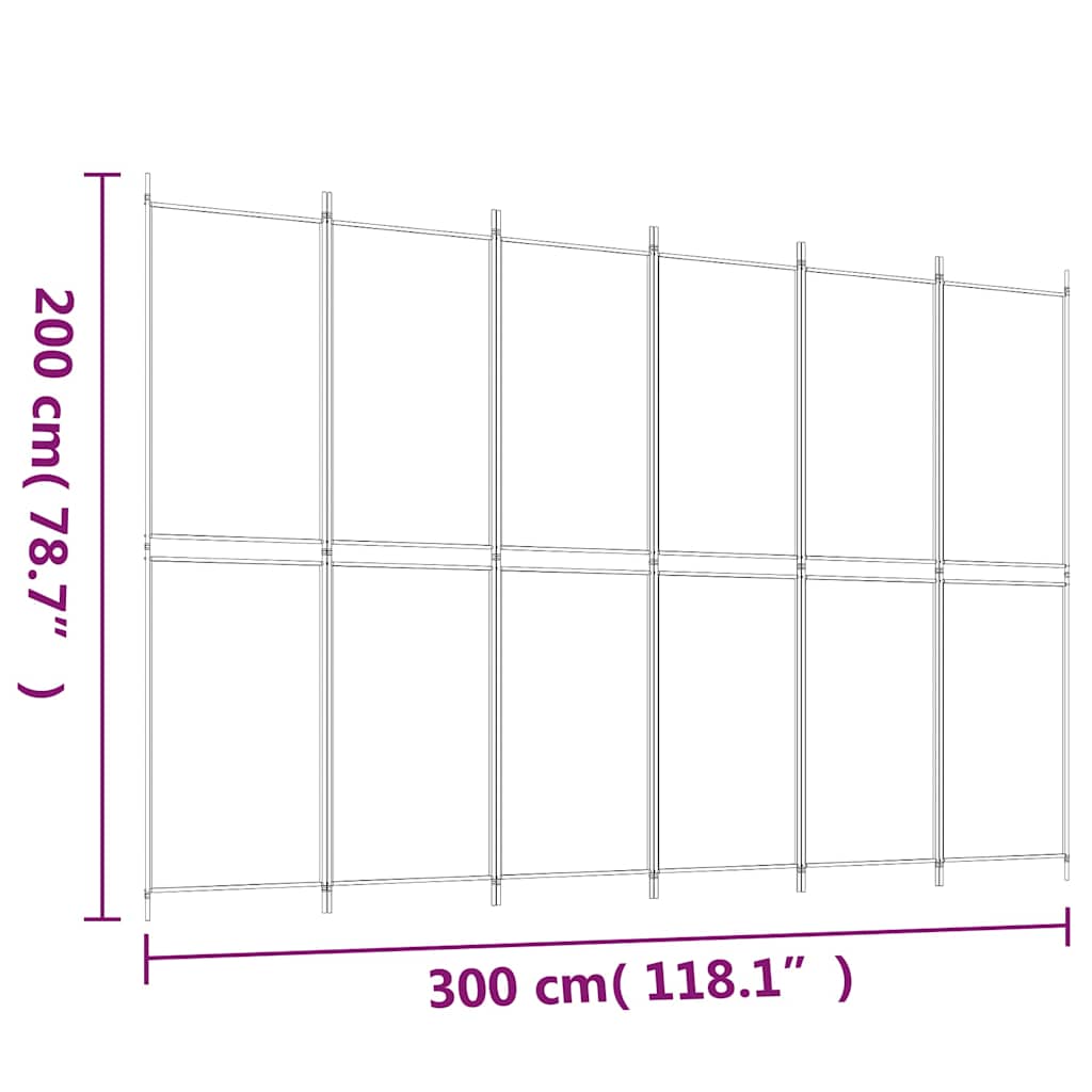 Istabas starpsiena, 6 daļas, melna, 300x200cm, audums