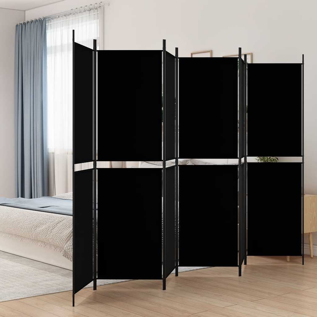 Istabas starpsiena, 6 daļas, melna, 300x200cm, audums
