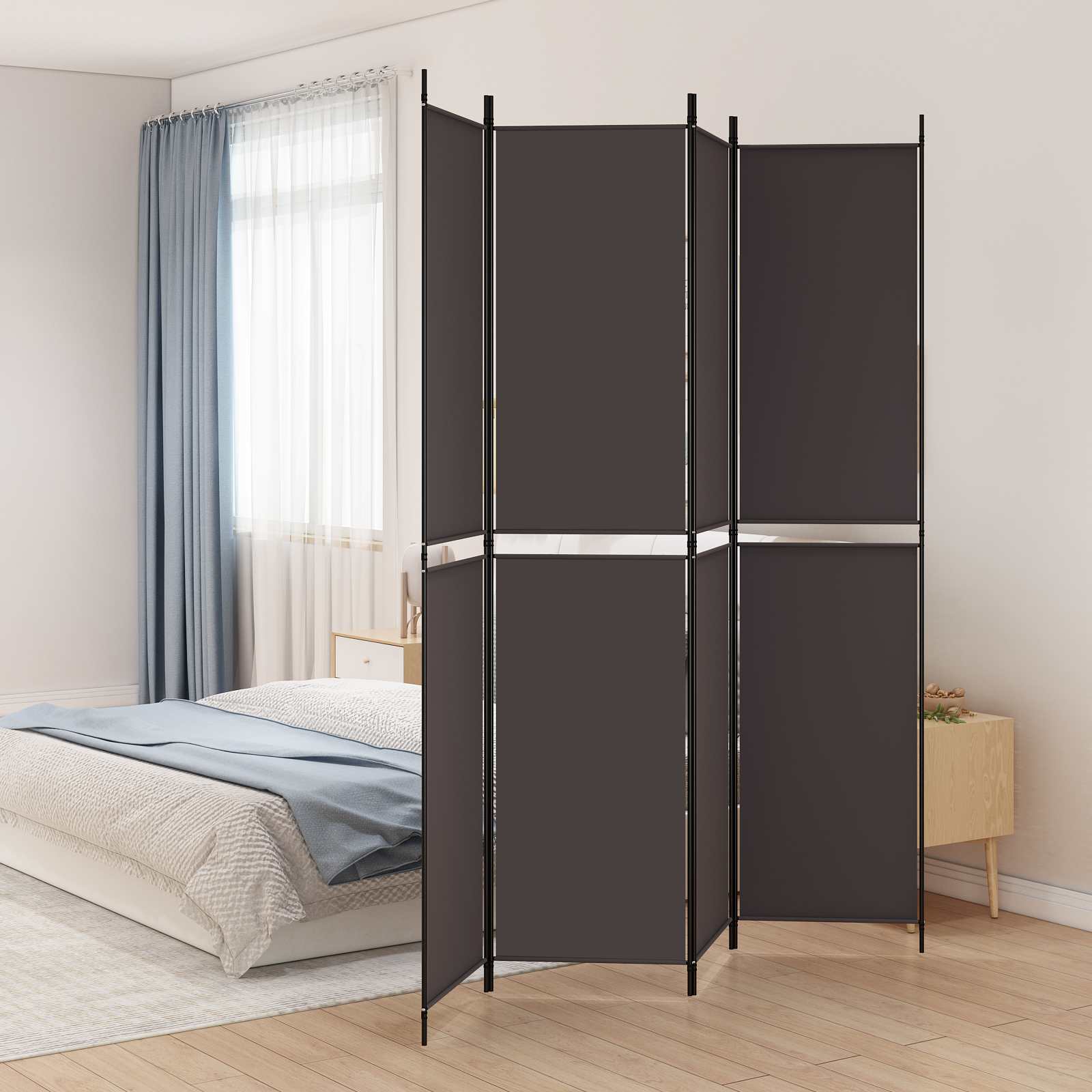 Istabas nodalītājs, 4 daļas, brūns, 200x220cm, audums