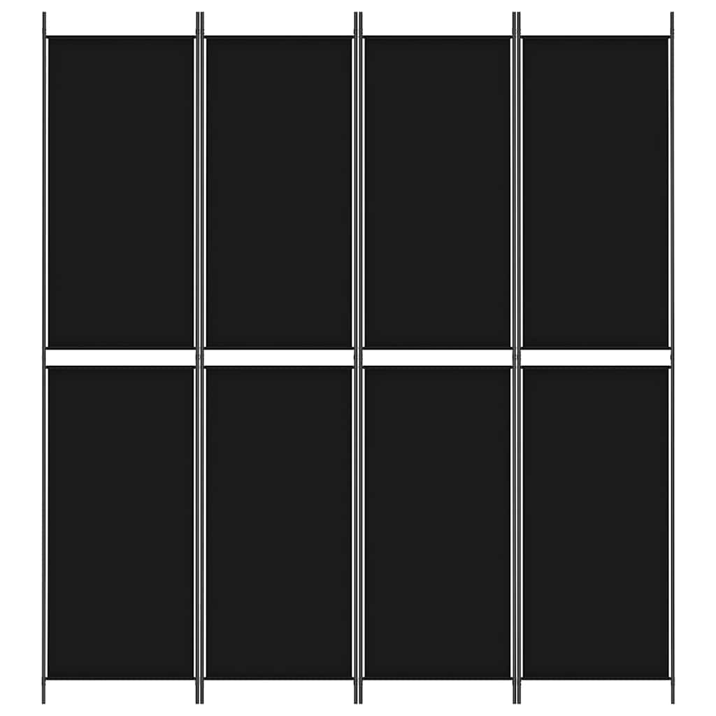 Telpas nodalītājs, 4 daļas, melns, 200x220cm, audums