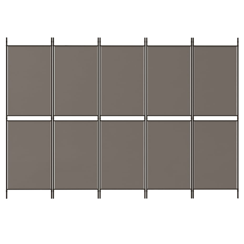 Kambario pertvara, 5 dalių, antracito, 250x220cm, audinys