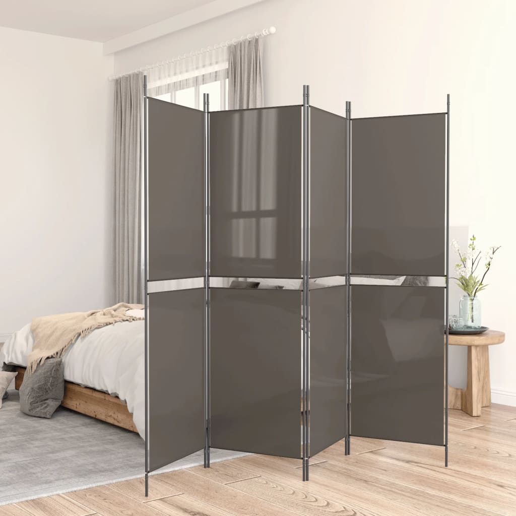 Istabas starpsiena, 5 daļas, antracītpelēka, 250x220cm, audums
