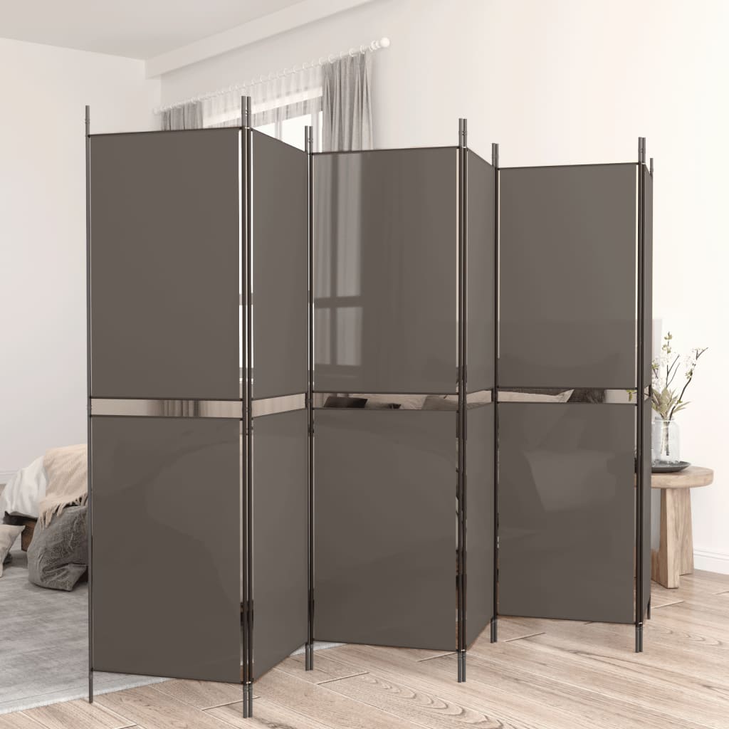 Kambario pertvara, 6 dalių, antracito, 300x220cm, audinys