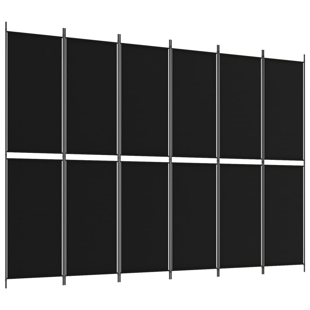 Telpu starpsiena, 6 daļas, melna, 300x220cm, audums