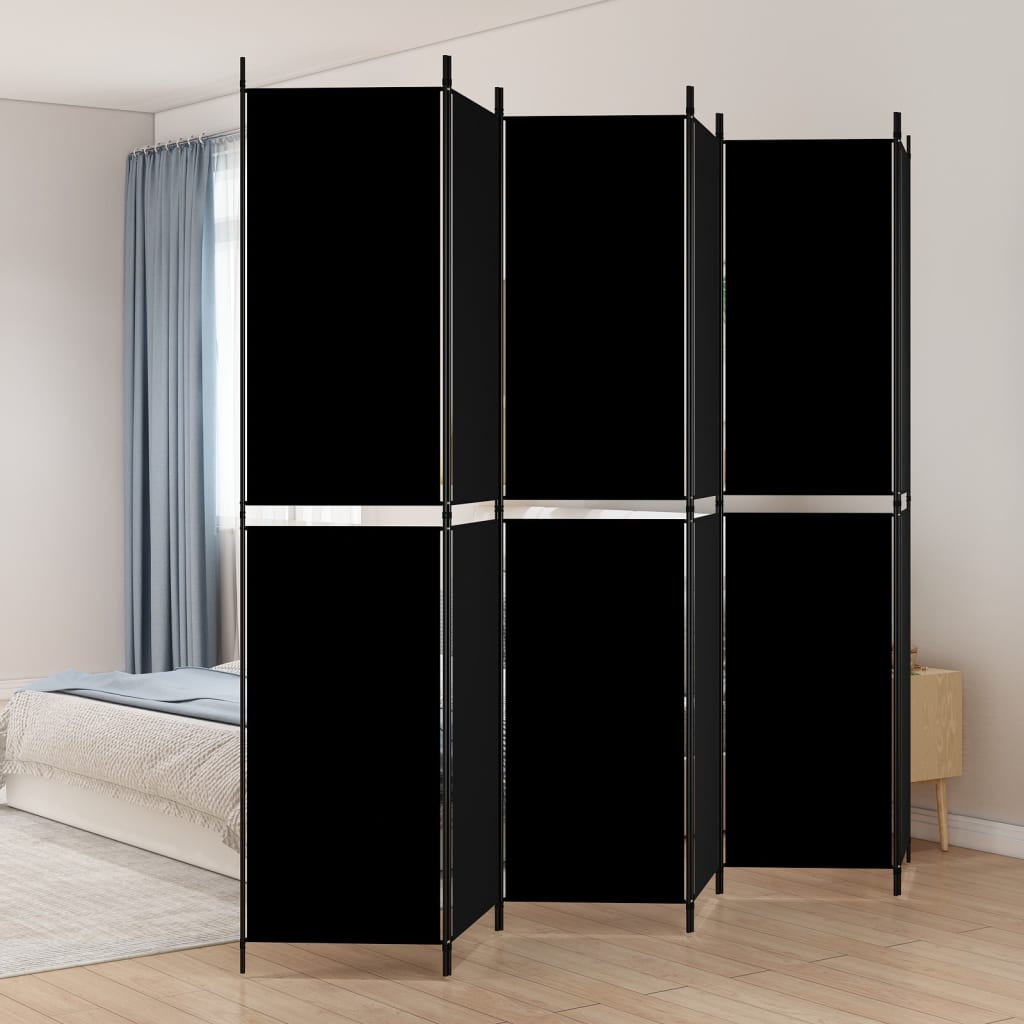 Telpu starpsiena, 6 daļas, melna, 300x220cm, audums