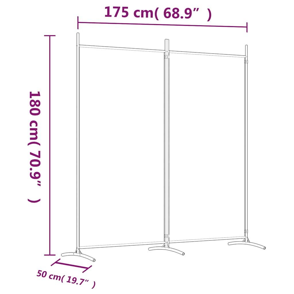 Room divider, 2-panel, white, 175x180cm, fabric