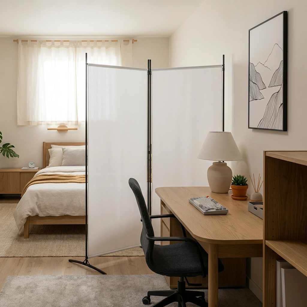 Room divider, 2-panel, white, 175x180cm, fabric