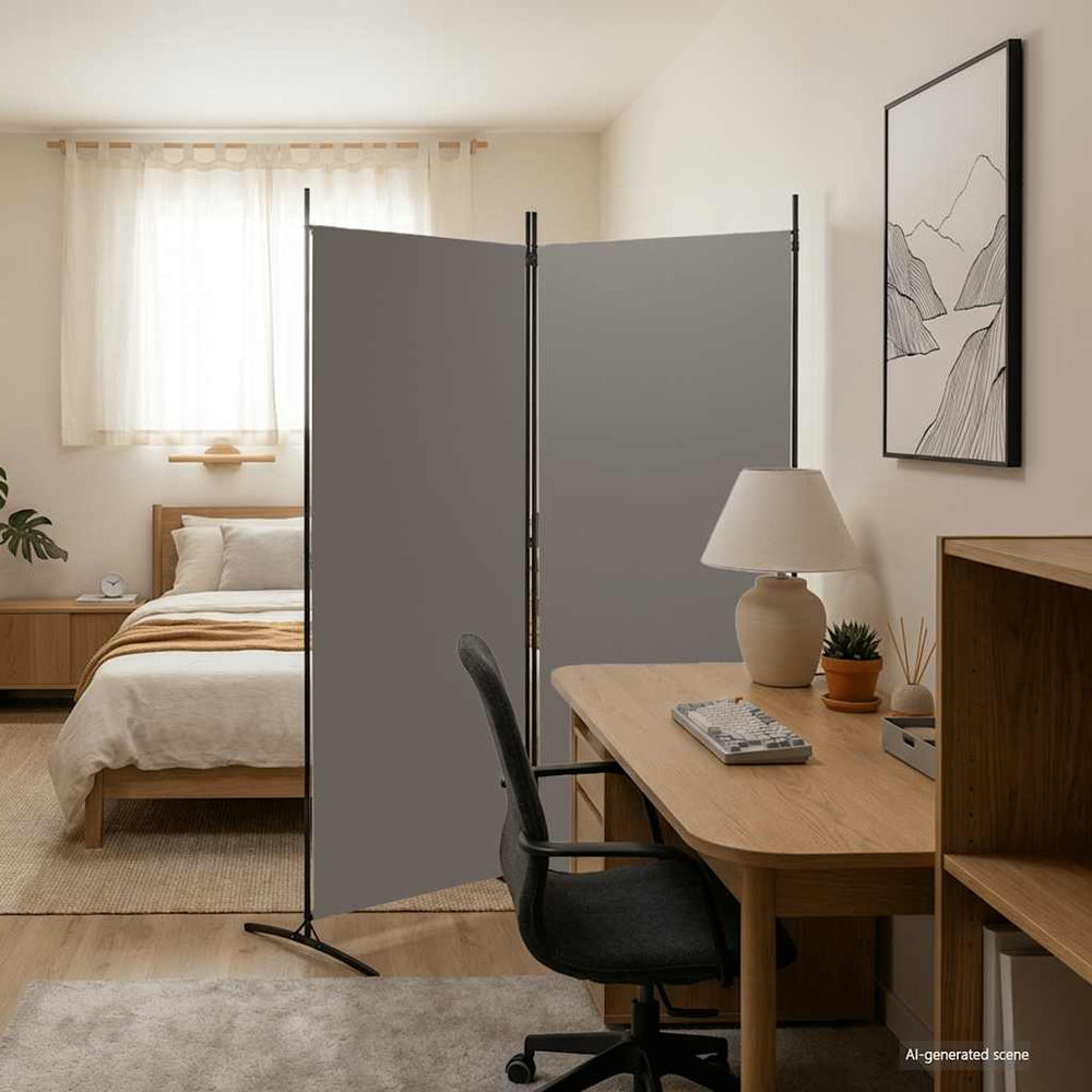 Room divider, 2-panel, anthracite, 175x180cm, fabric