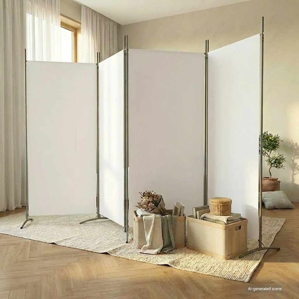 Room divider, 4-panel, white, 346x180cm, fabric