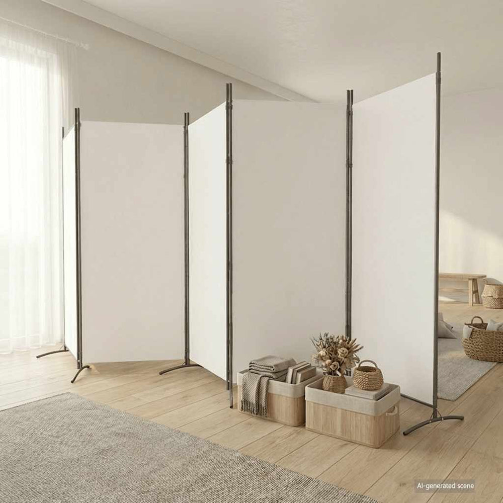 Room divider, 5-panel, white, 433x180cm, fabric