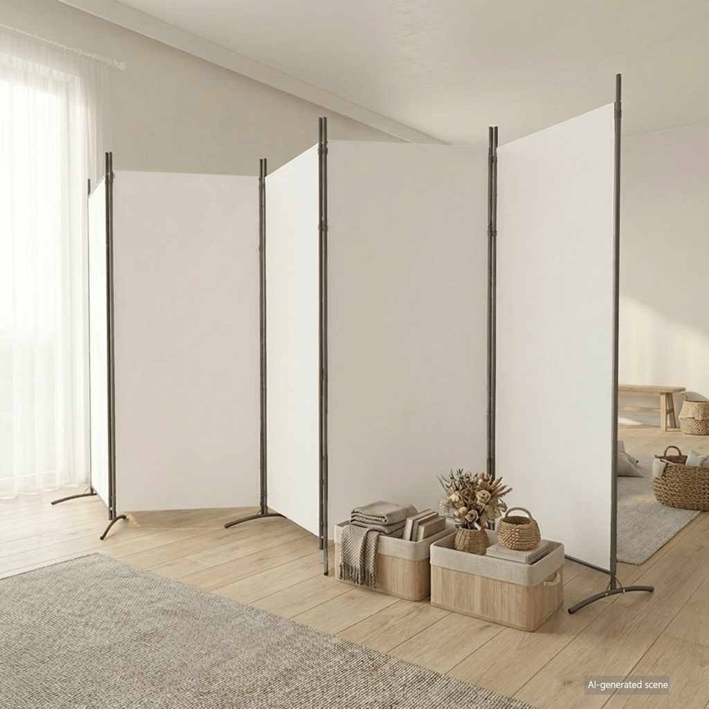 Room divider, 5-panel, white, 433x180cm, fabric