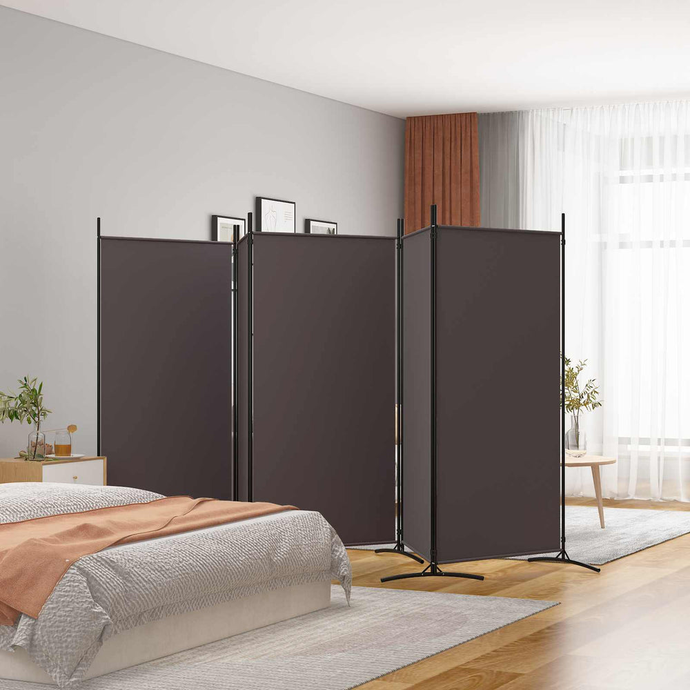 Room divider, 5-panel, brown, 433x180cm, fabric