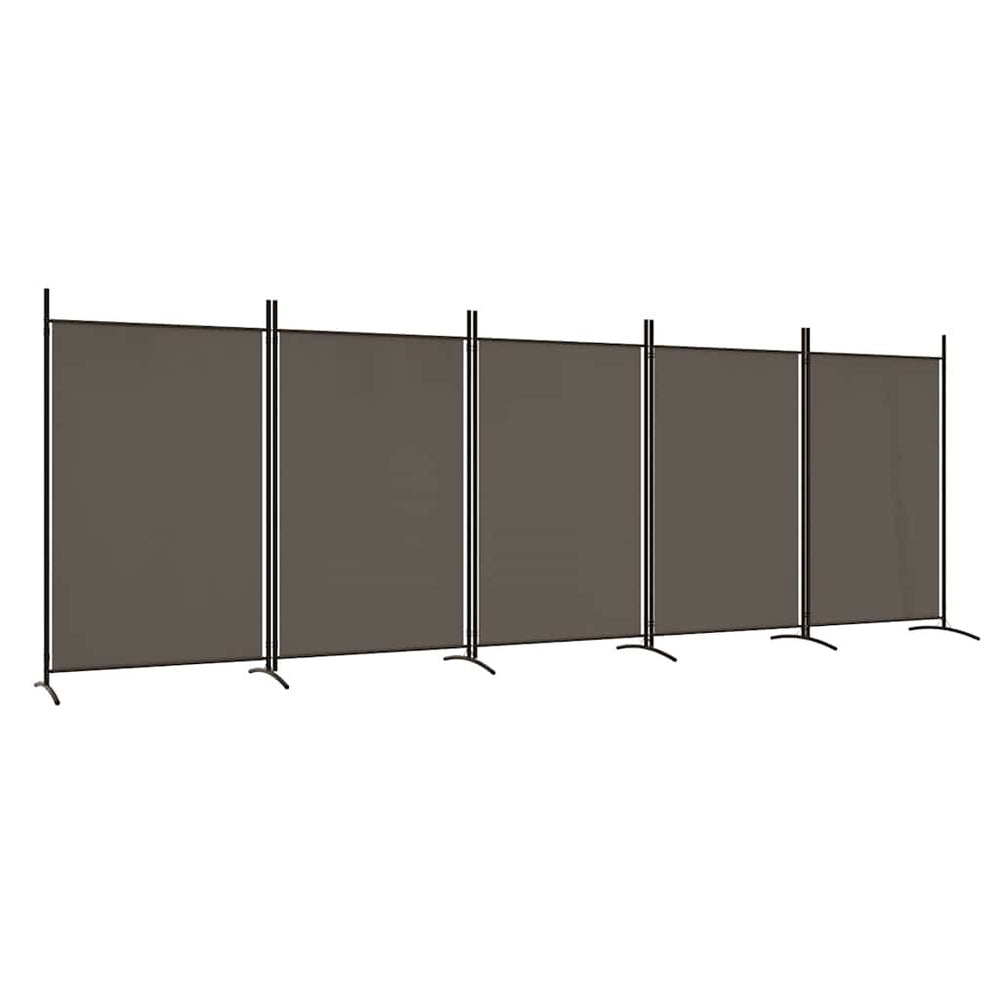 Room Divider, 5-Panel, Anthracite, 433x180cm, Fabric