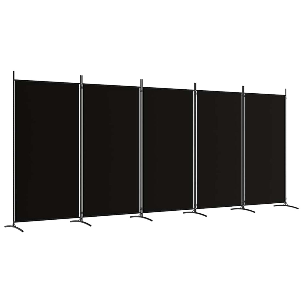 Room divider, 5-panel, black, 433x180cm, fabric