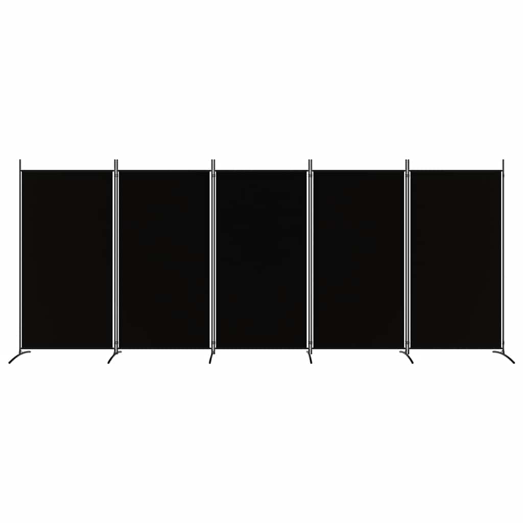 Kambario pertvara, 5 dalių, juodos spalvos, 433x180cm, audinys