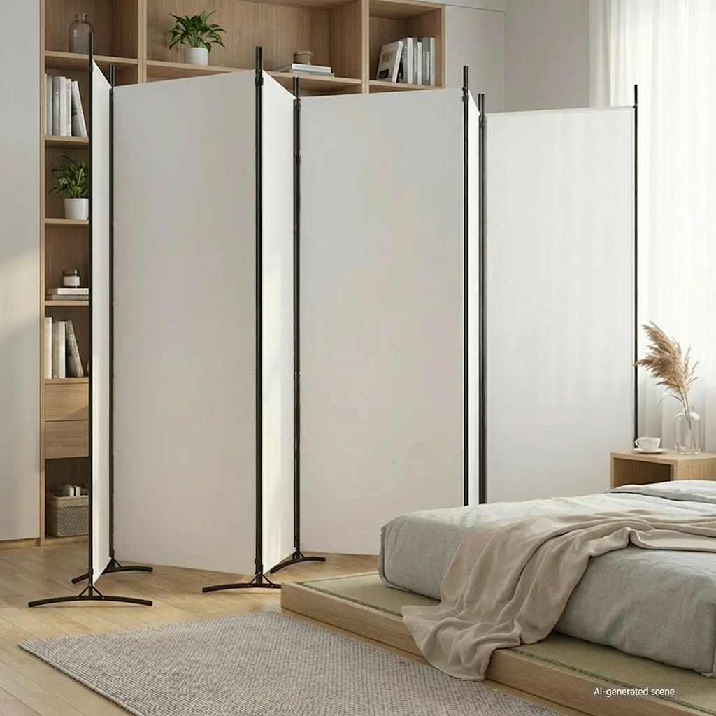 Room divider, 6-panel, white, 520x180cm, fabric