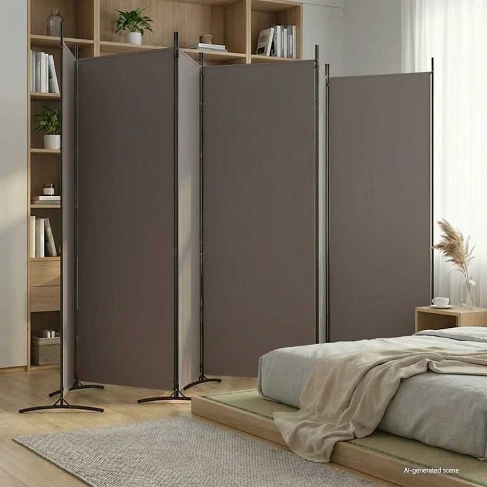 Room Divider, 6-Panel, Anthracite, 520x180 cm, Fabric