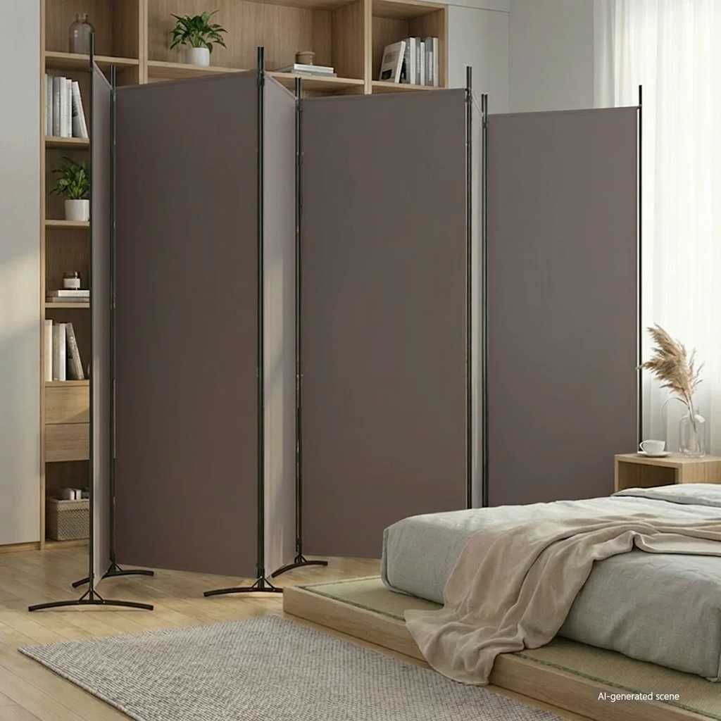 Kambario pertvara, 6 dalių, antracito, 520x180cm, audinys