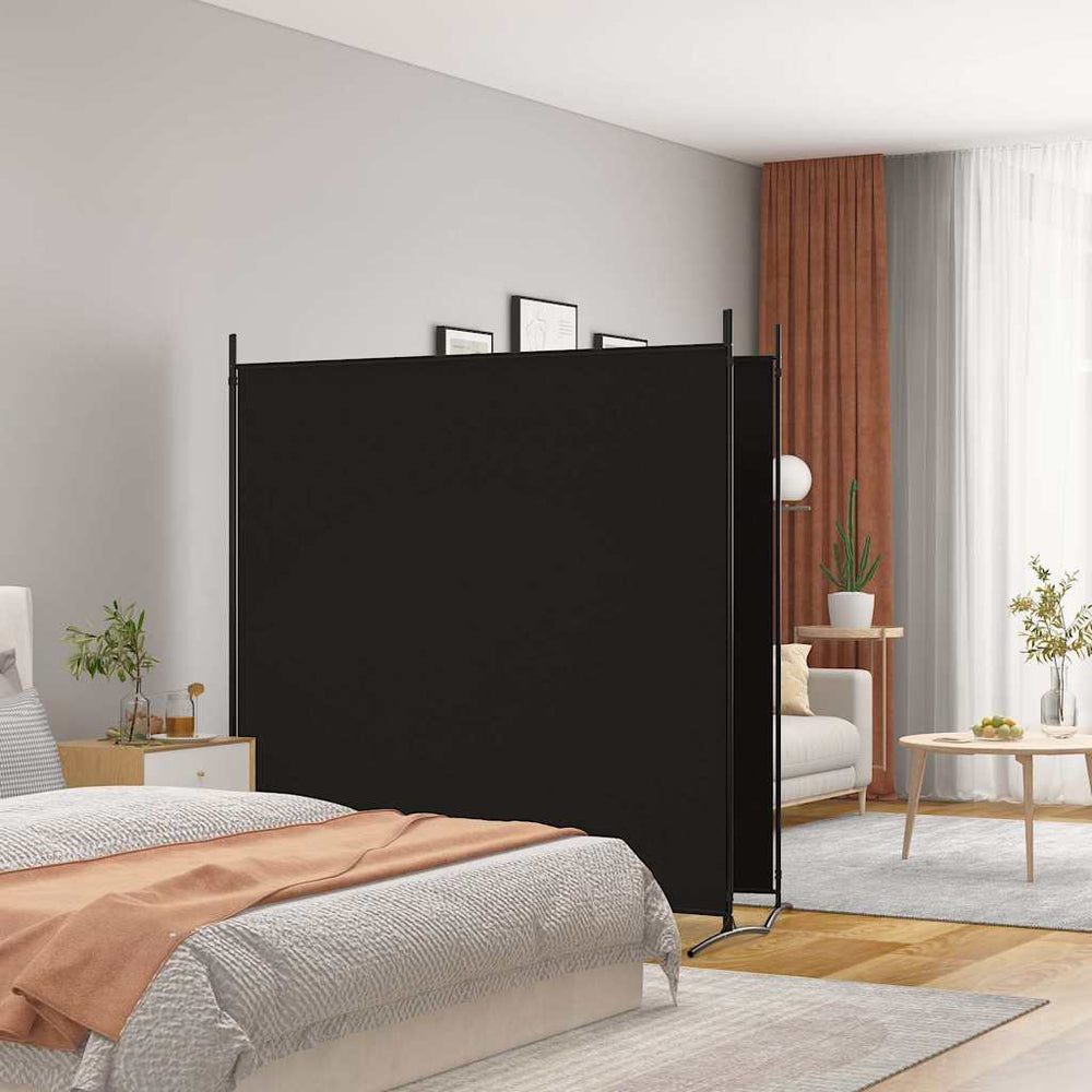 Room divider, 2-part, black, 348x180cm, fabric