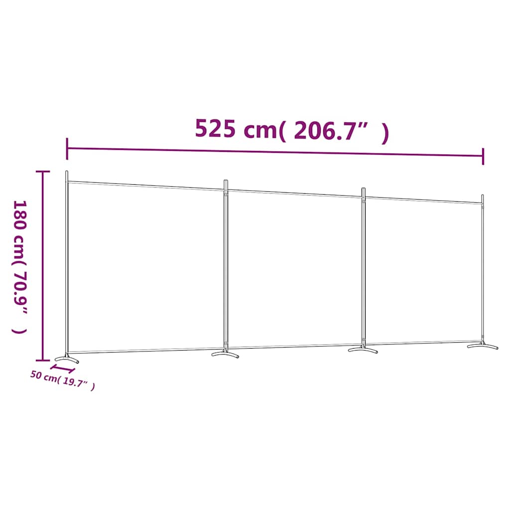 Istabas sadalītājs, 3 daļīgs, brūns, 525x180cm, audums