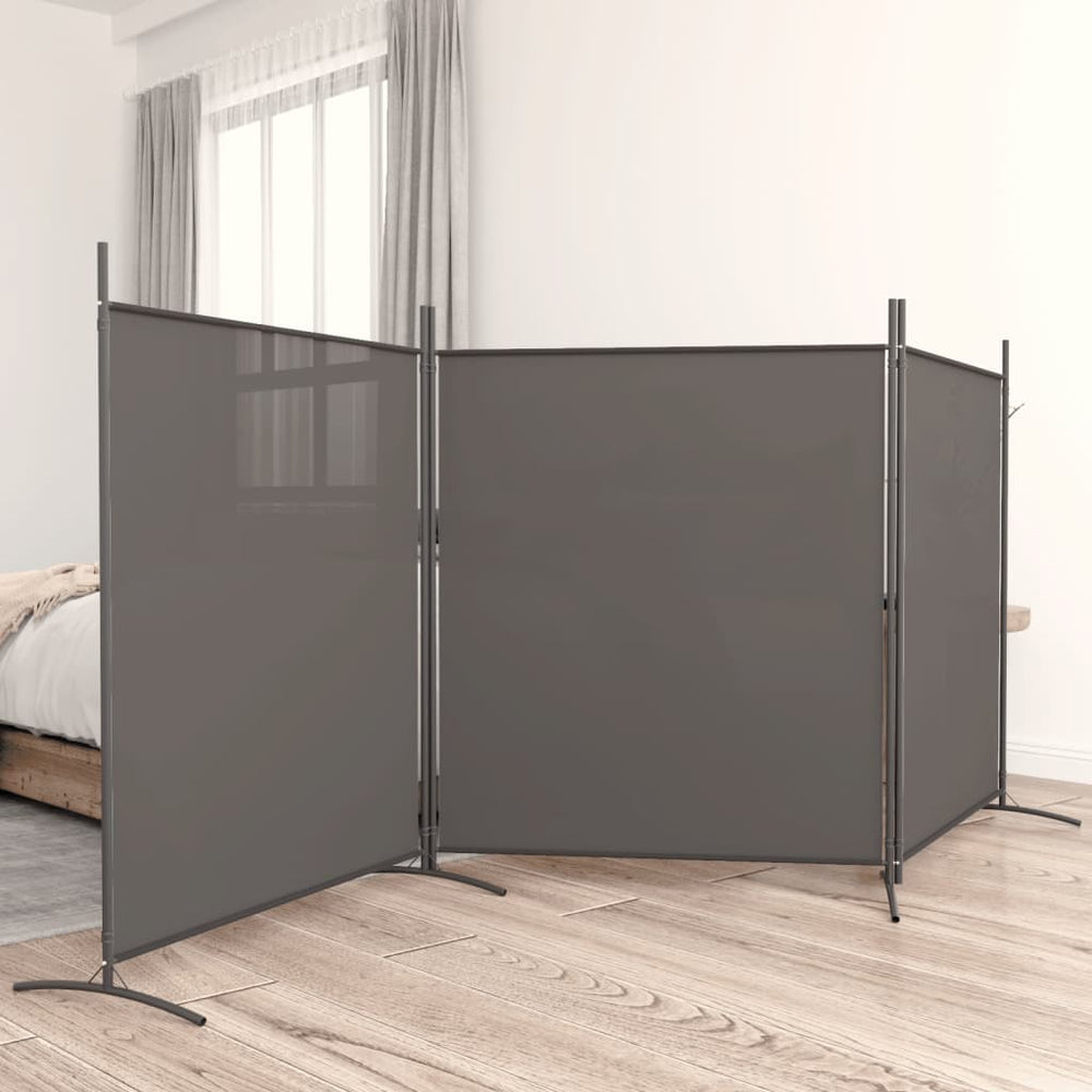 Room Divider, 3-Panel, Anthracite, 525x180cm, Fabric