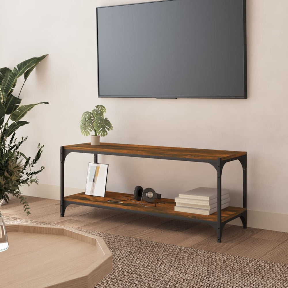 TV spintelė, dūminio ąžuolo, 100x33x41cm, mediena ir plienas
