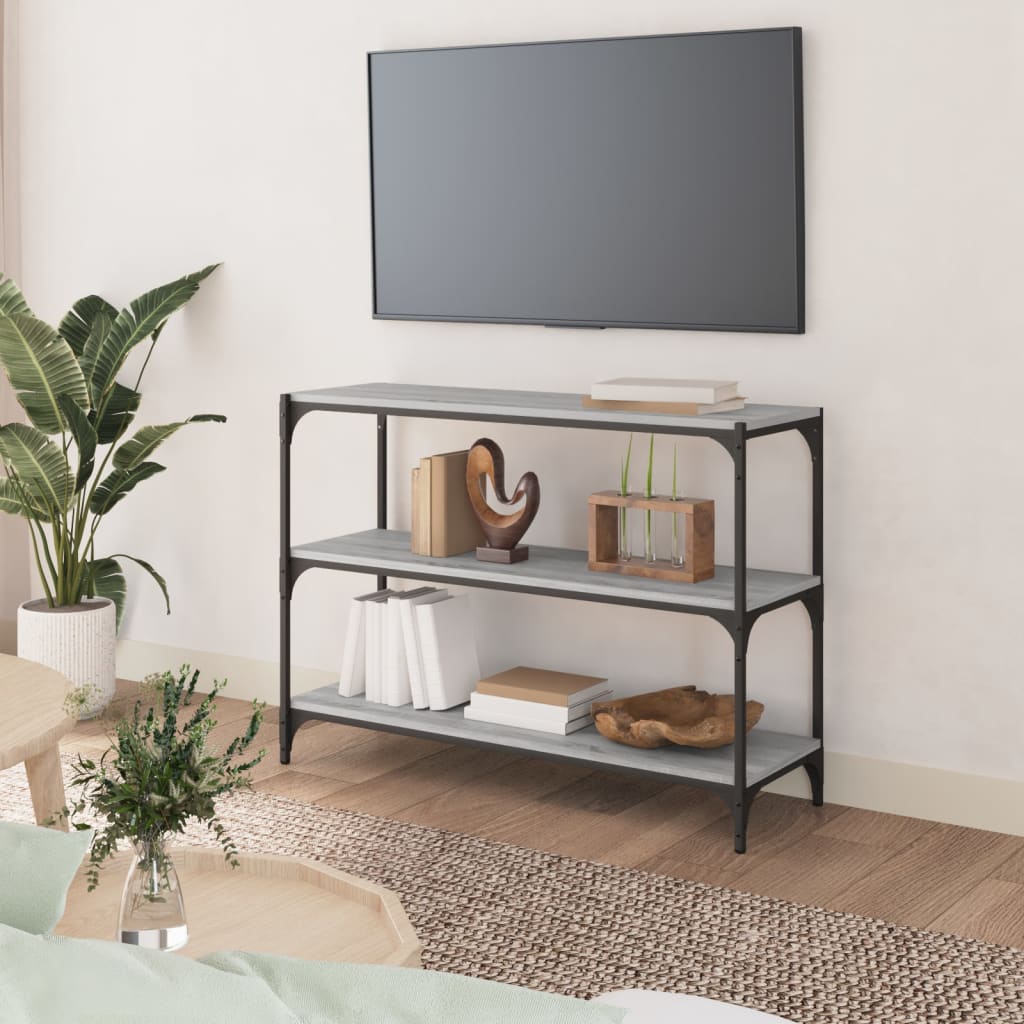 Bookcase, grey oak, 100x33x70.5cm, wood and steel