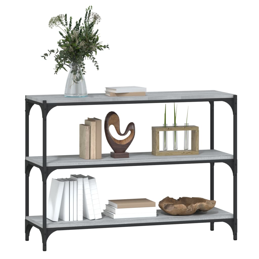 Bookcase, grey oak, 100x33x70.5cm, wood and steel