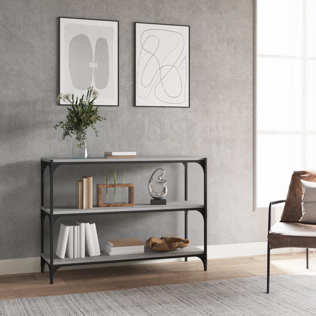 Bookcase, grey oak, 100x33x70.5cm, wood and steel