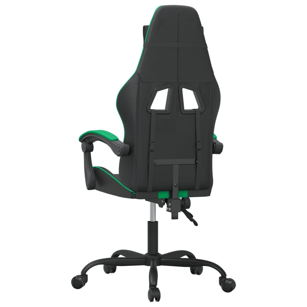 Swivel gaming chair, black and green, artificial leather